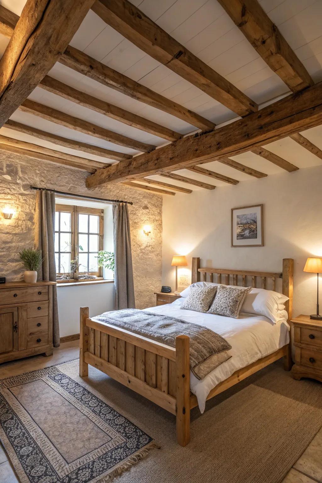 Wooden details contribute country charm and comfort.