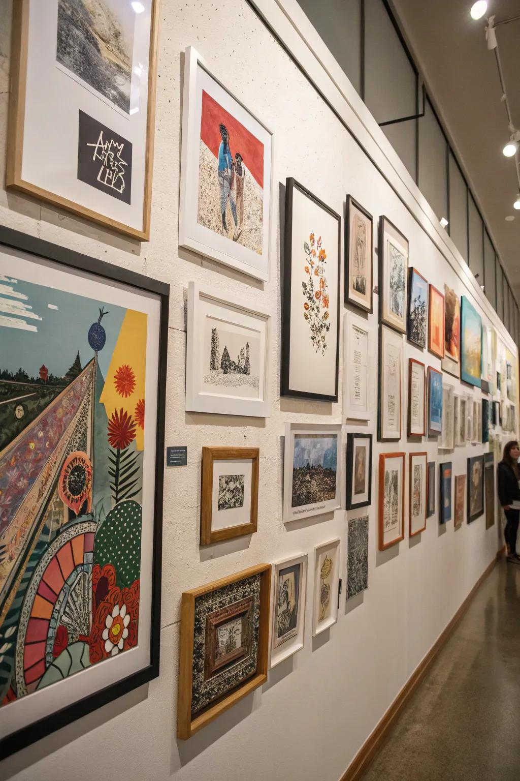 An art wall that adds personality and style to the room.