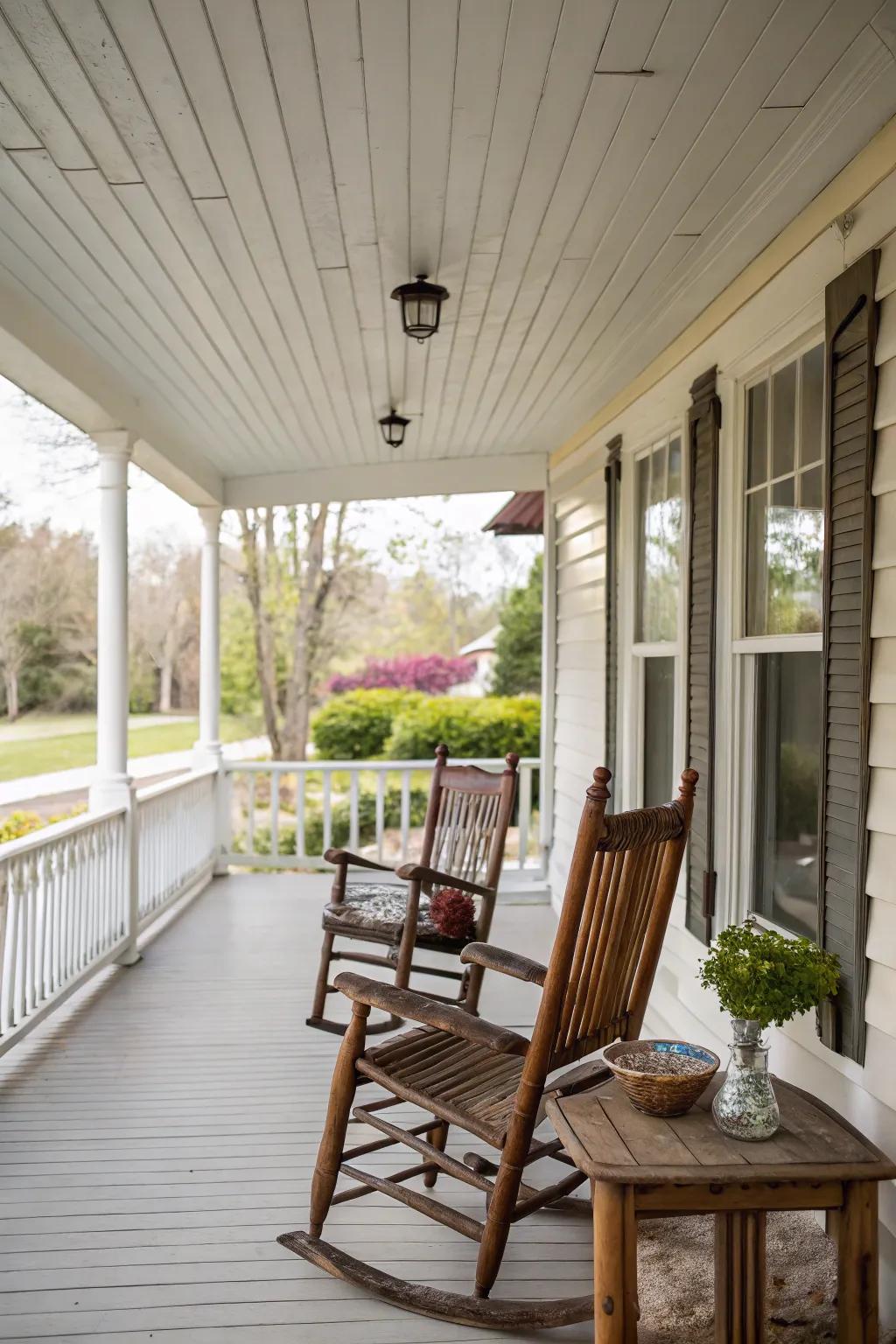 Tongue-and-groove roofs propose a timeless visual with a countryside variation.
