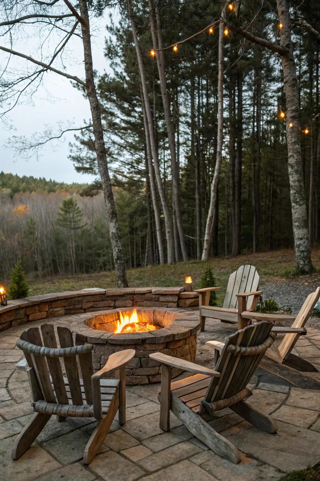 A toasty and charming bonfire area designed for intimate get-togethers.