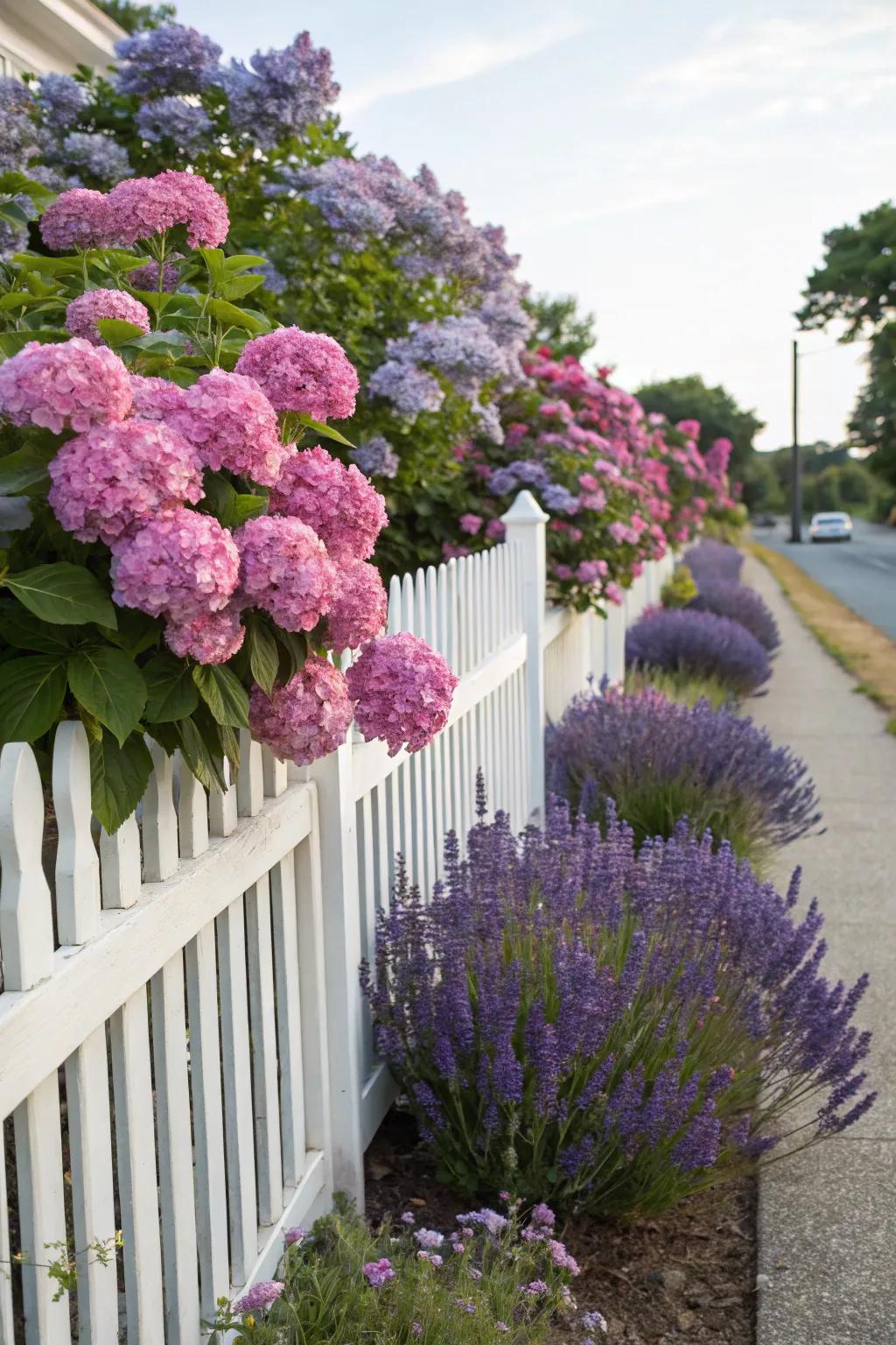 Vibrant flowers add a burst of color and charm to any fence line.