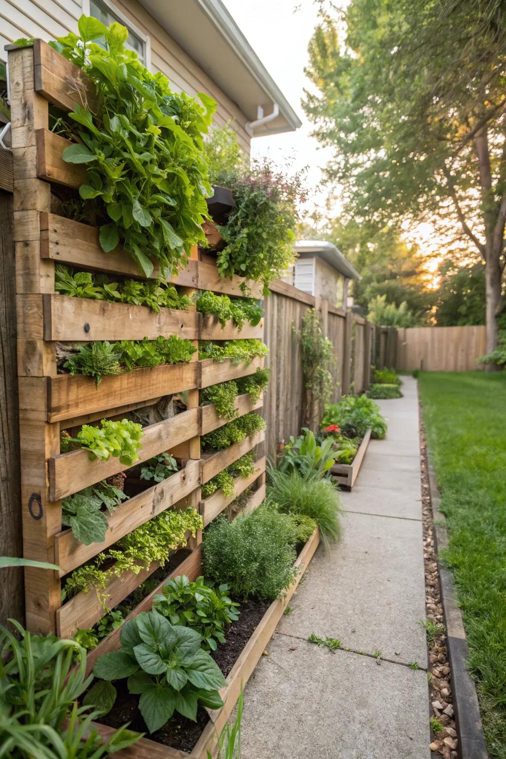 Maximize space with a vertical garden, adding greenery and life to your side yard.