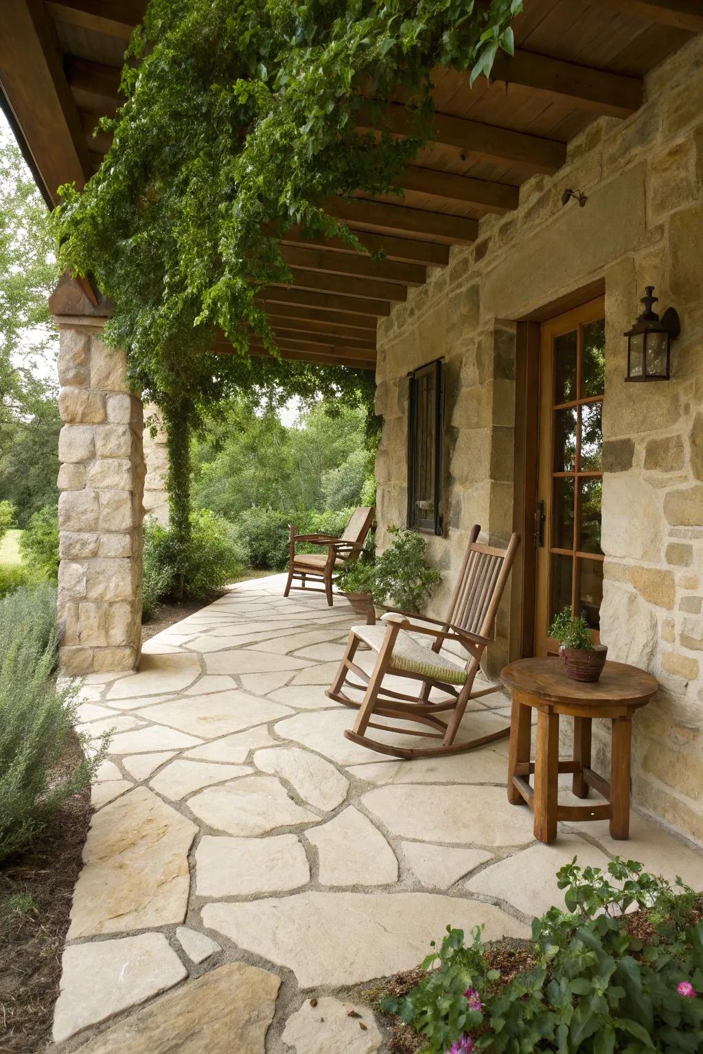 Cholla beige flagstone offers rustic charm and weather resilience.