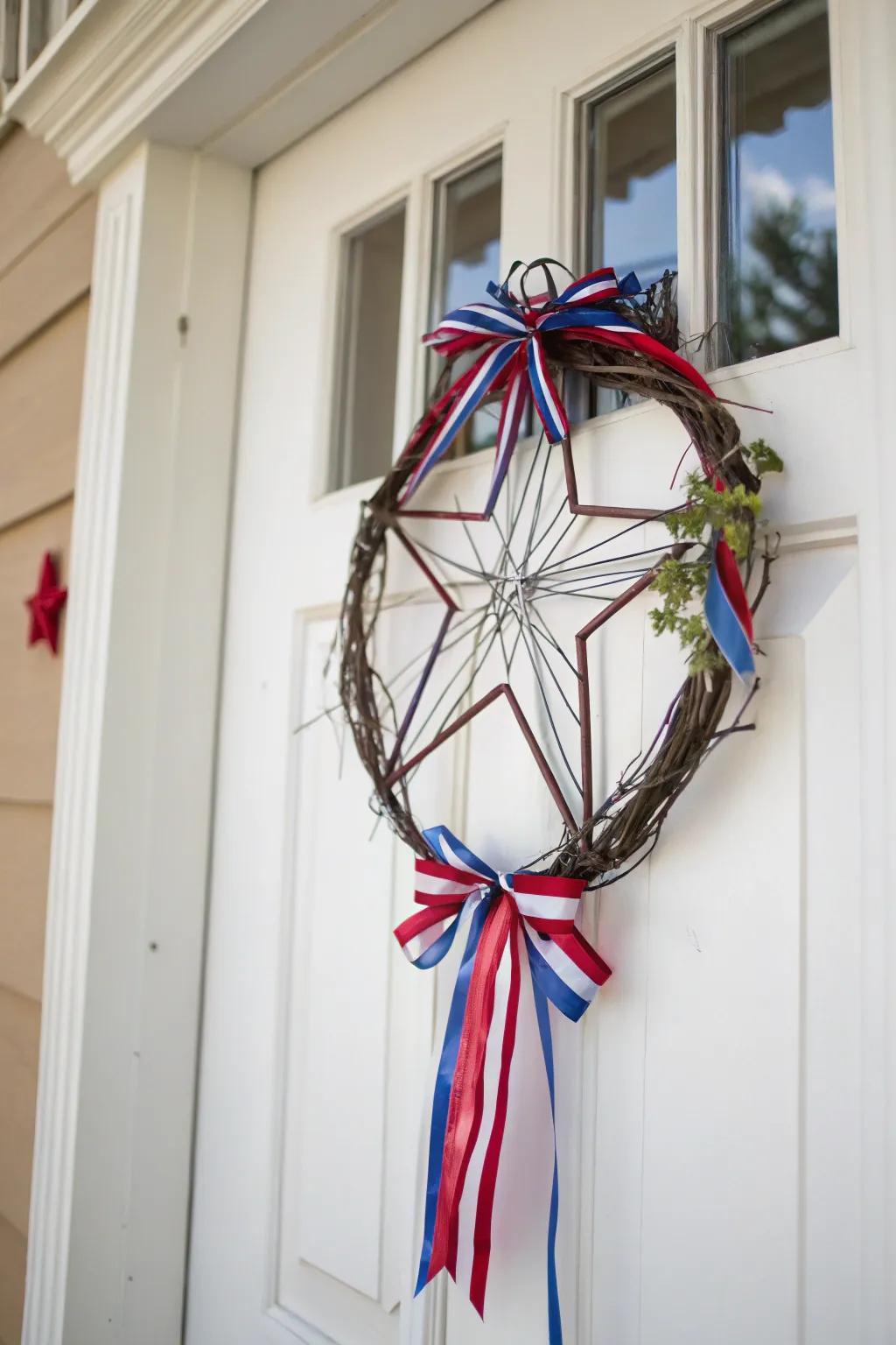 Celebrate in style with a patriotic ribbon star wreath.