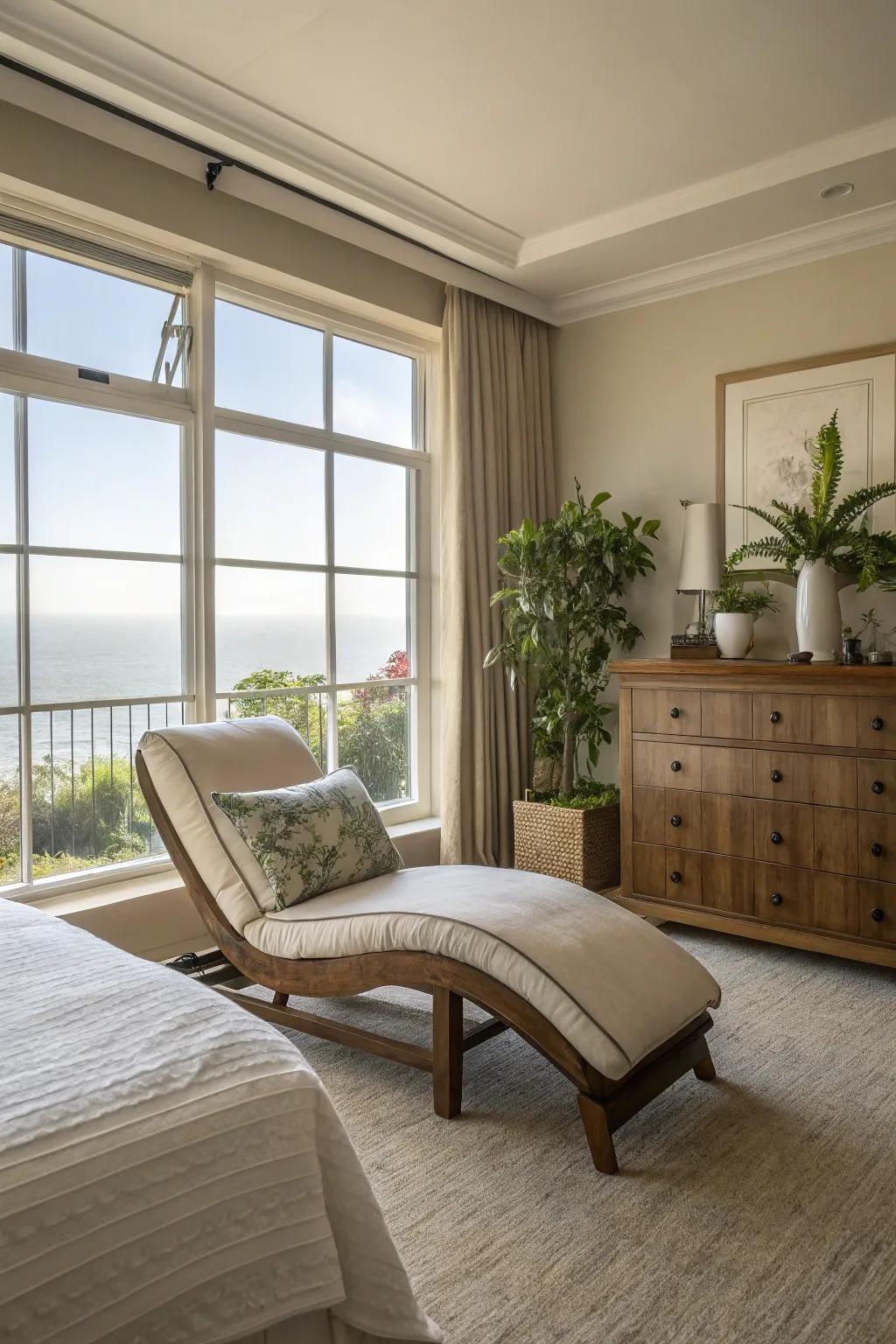 Lounge chairs provide space and comfort for ultimate relaxation, creating a serene and inviting atmosphere.