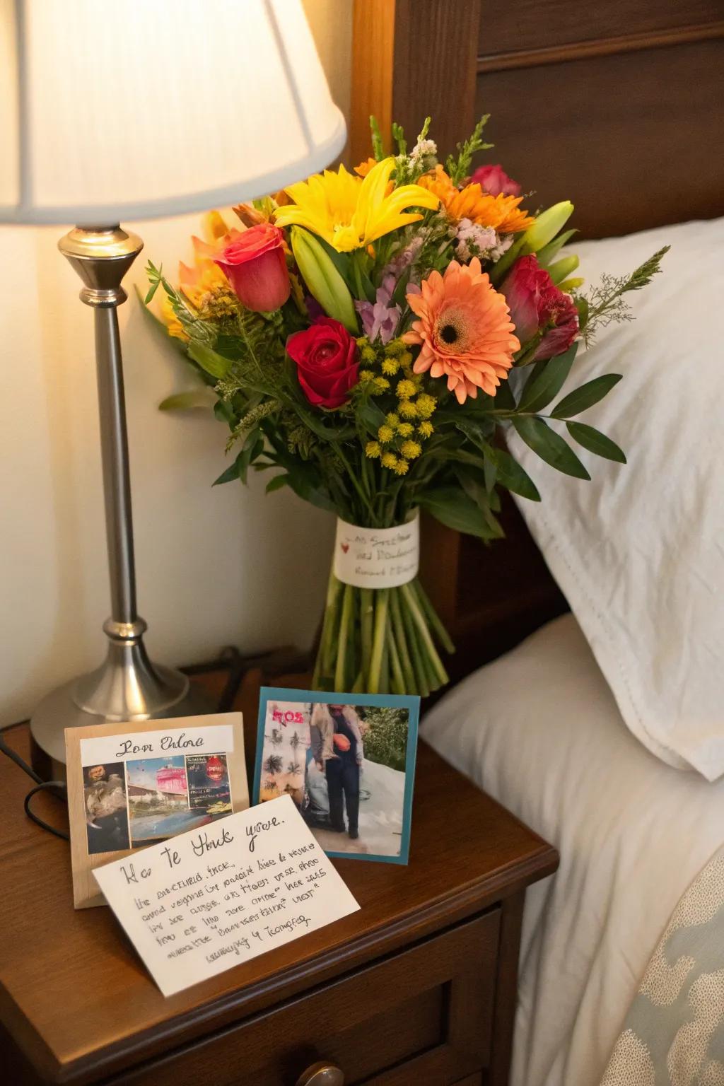 A bouquet featuring personalized messages for a sincere gift.
