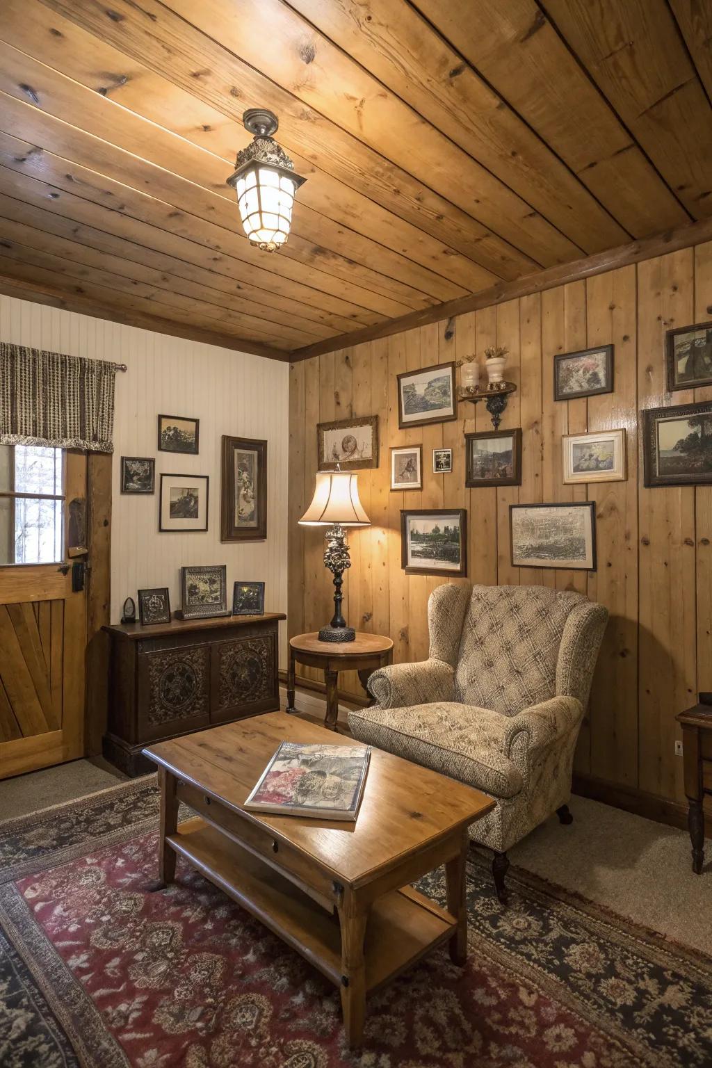A heritage-style room where rough-sawn fir ceilings complement antique design.