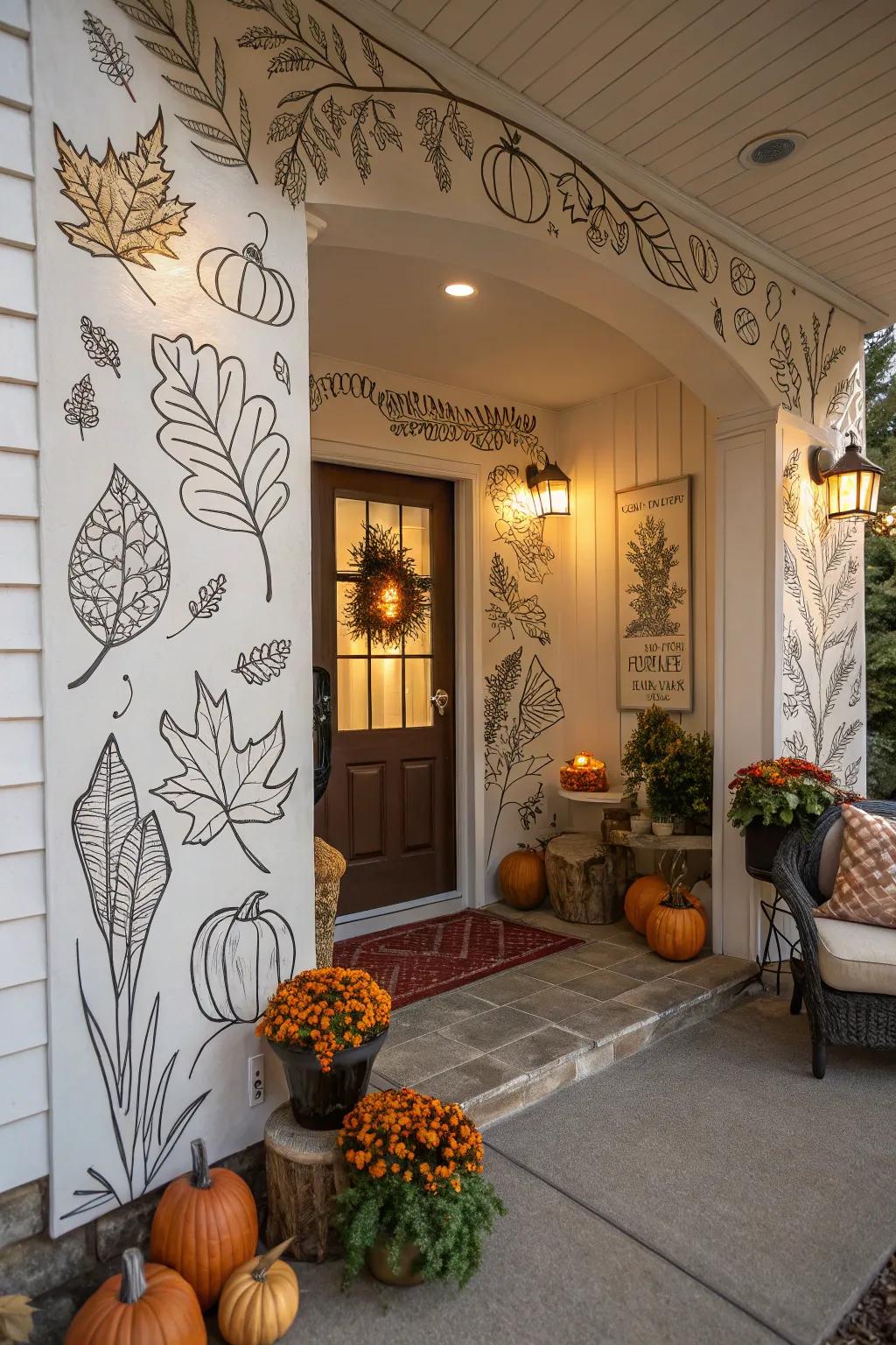 Embrace the seasons through themed linear artwork.