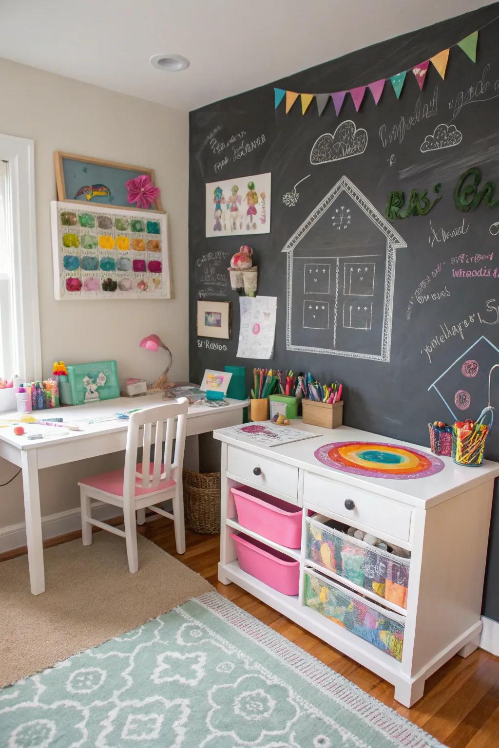 A room designed for artistic expression and creativity.