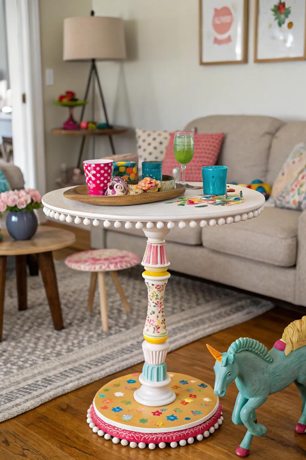 Whimsical pub tables allow you to take pleasure in the unexpected.