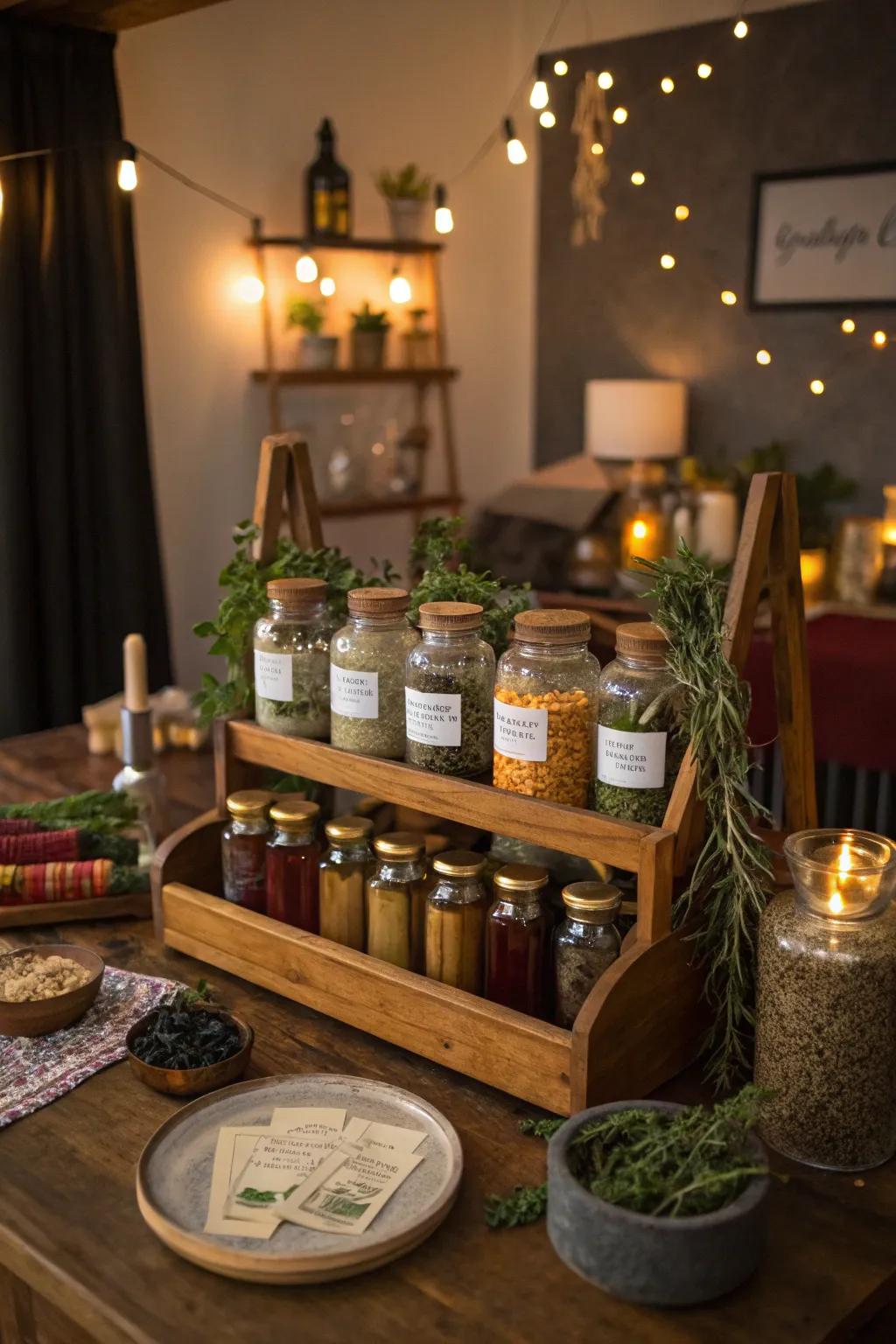 Blend up magic using a handcrafted concoction station.