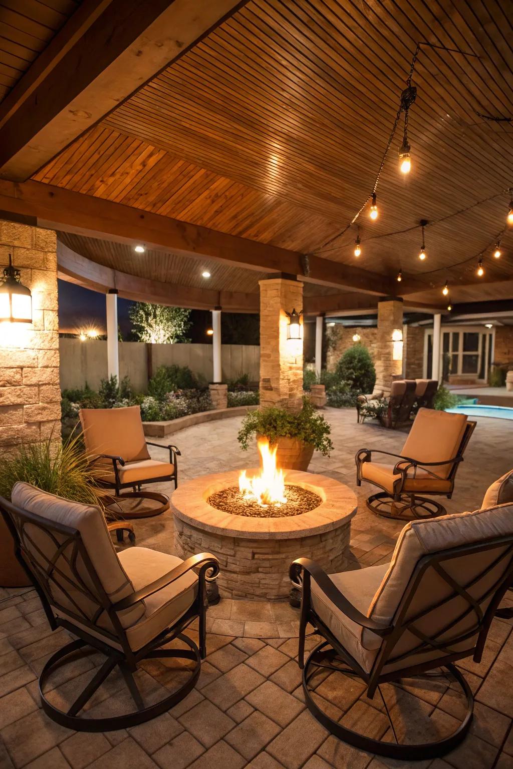 An outdoor hearth enriches your patio with warmth and atmosphere.