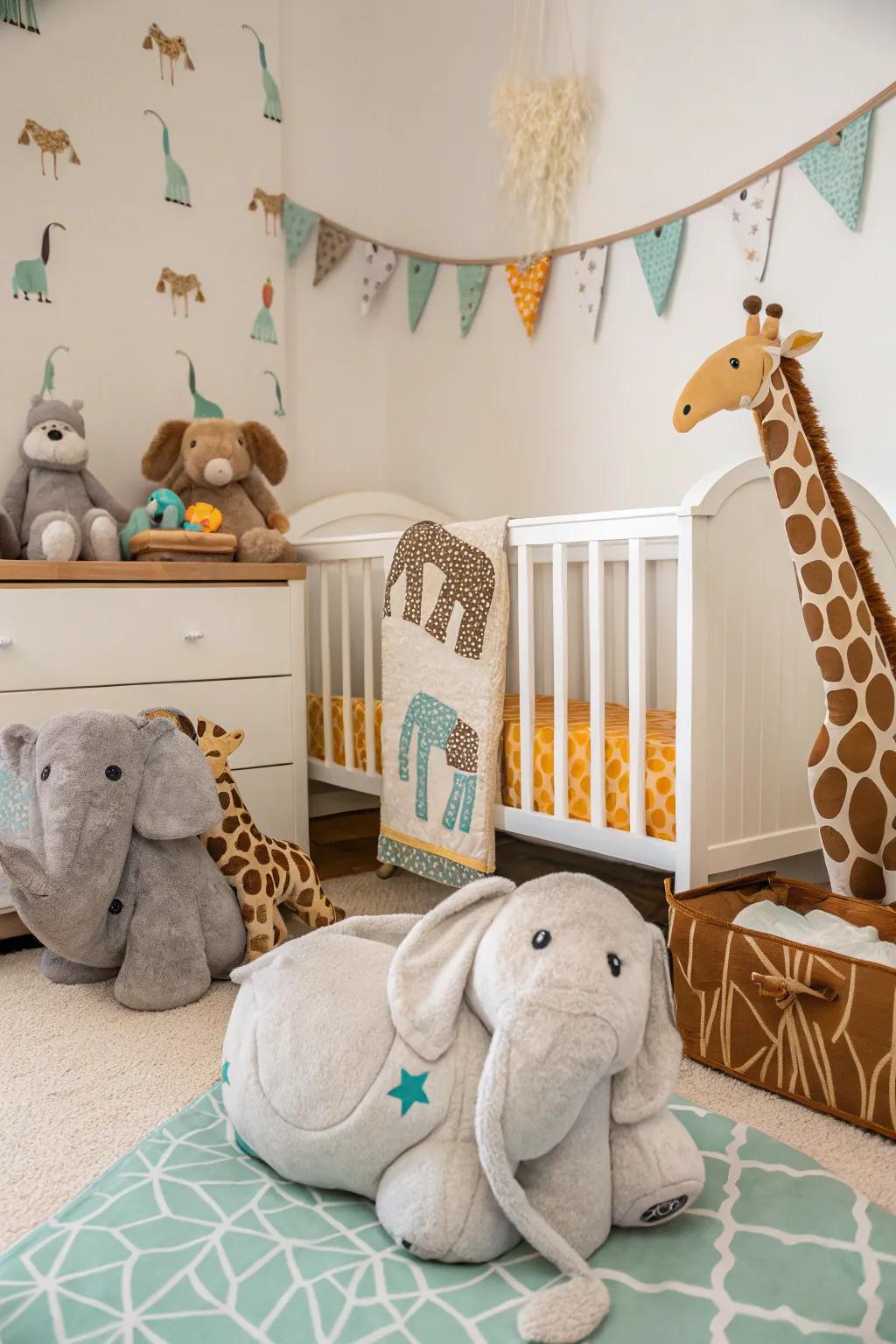 Animal-themed decor brings fun and warmth to the nursery.
