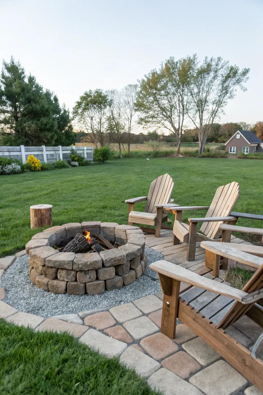 A simple fire pit offers warmth and a focal point for gatherings.