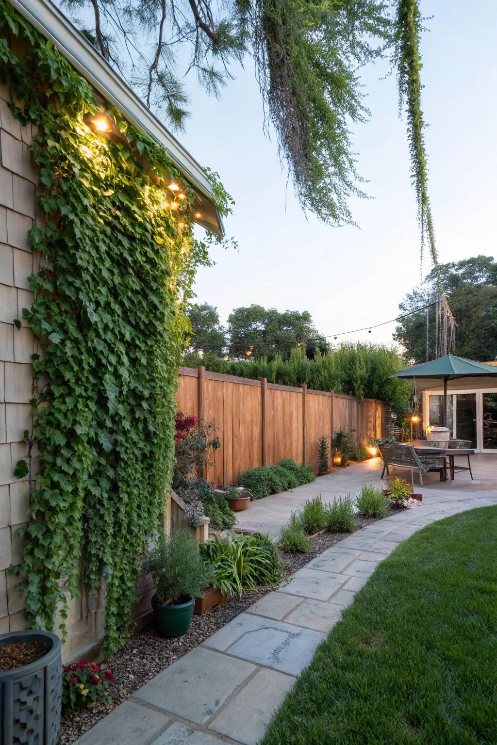 A radiant botanical wall providing both beauty and privacy.