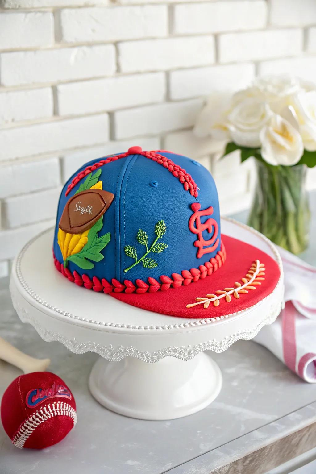 A unique baseball cap cake that's a real showstopper.