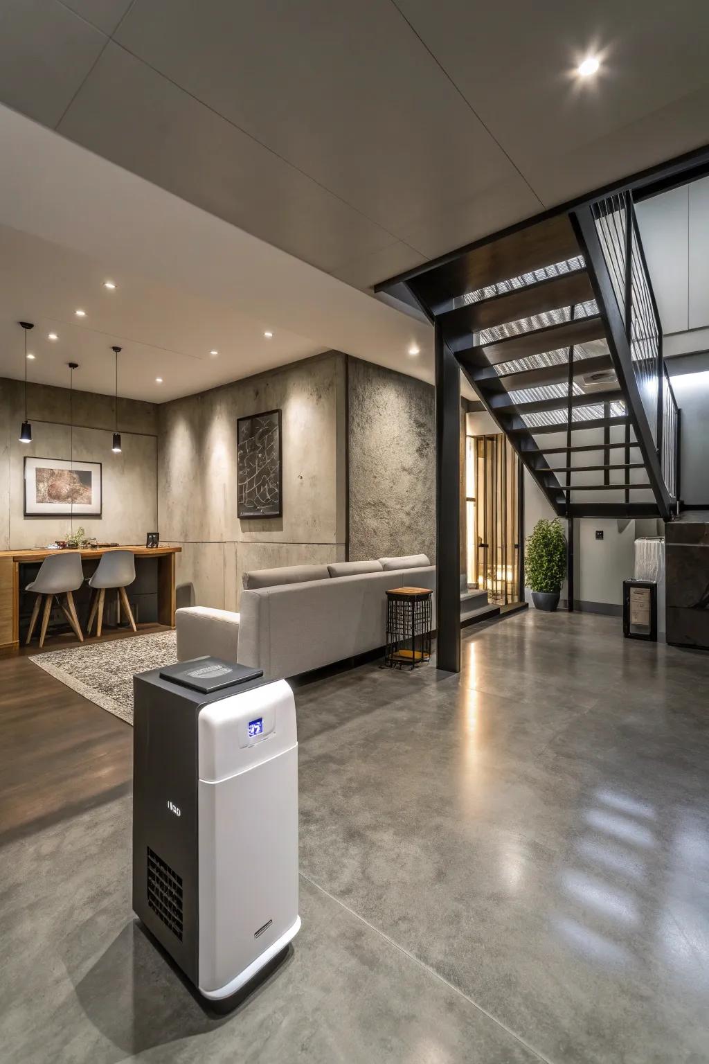 A moisture remover helps maintain a comfortable humidity level in your basement.