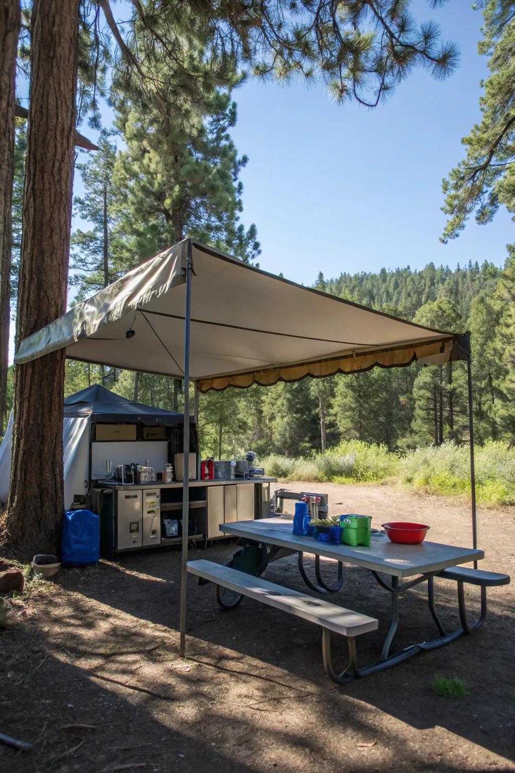 A cover offering important safety for an outdoor cooking space.