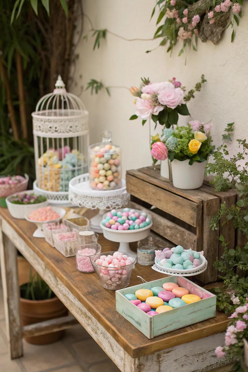 A garden-themed candy bar that flourishes with grace and sweetness.