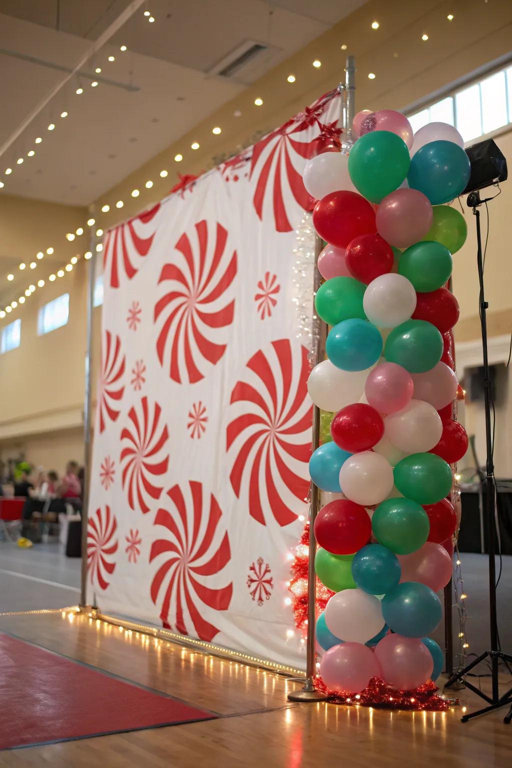 Seize moments against a peppermint vortex backdrop.