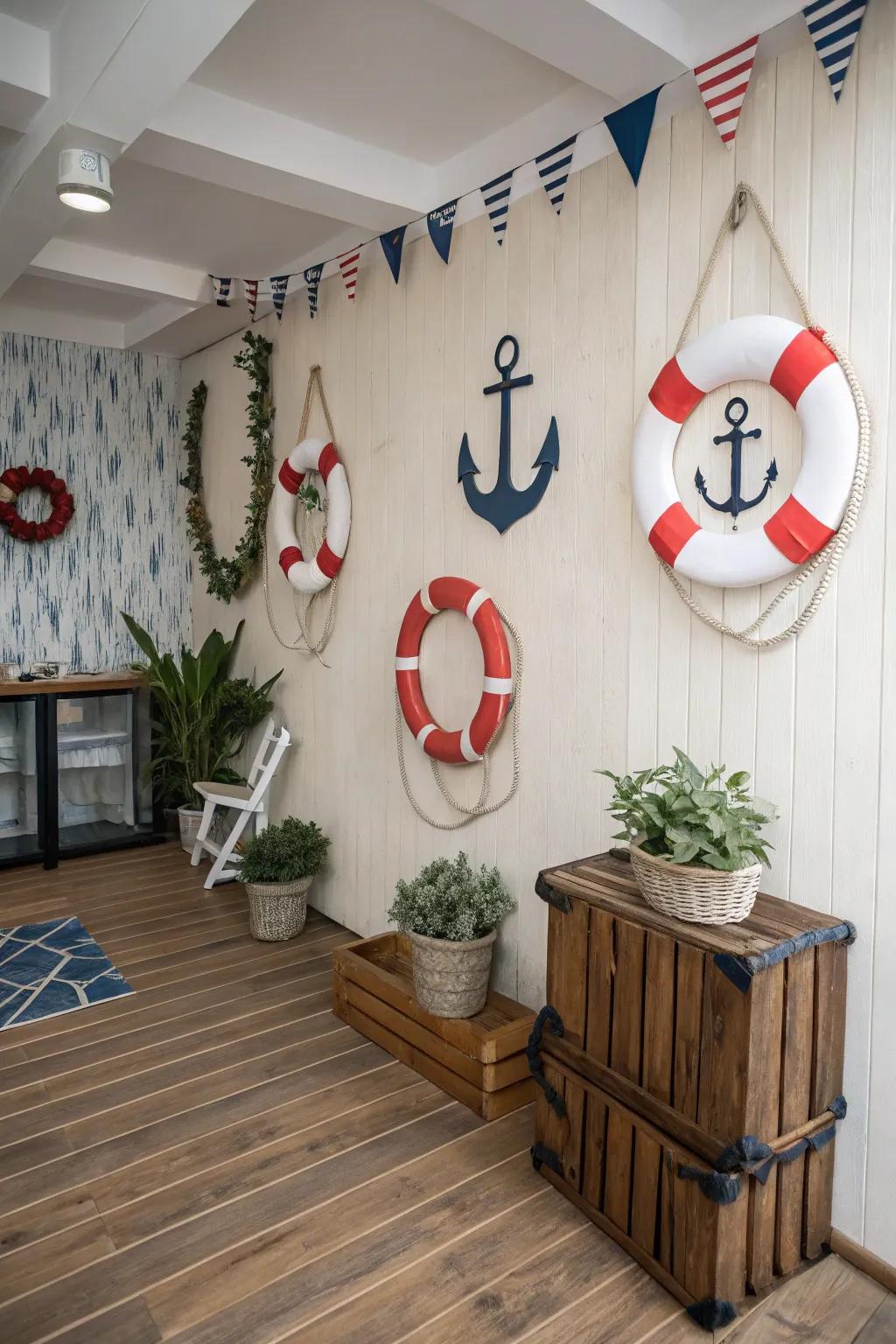 Lifebuoys and anchors add a touch of adventure.