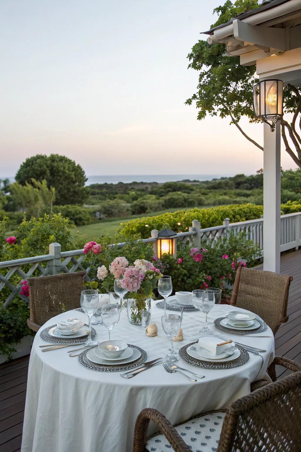 Create a welcoming dining space on your deck for meals under the sky.