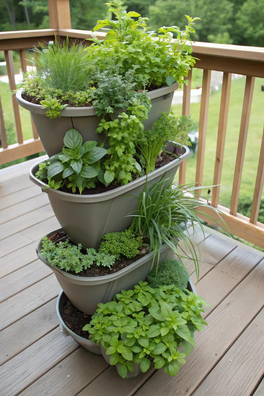 Organize herbs vertically for a visually stunning garden.