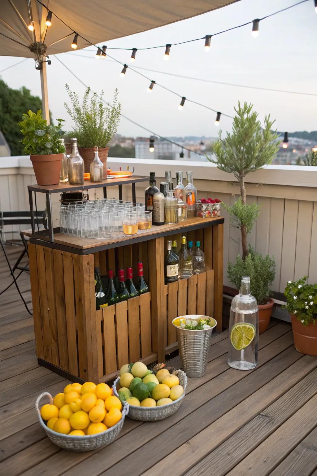 A DIY bar station encourages creativity and fun.