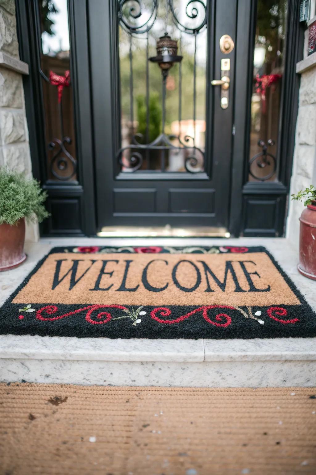 A warm message welcomes guests at the entrance.