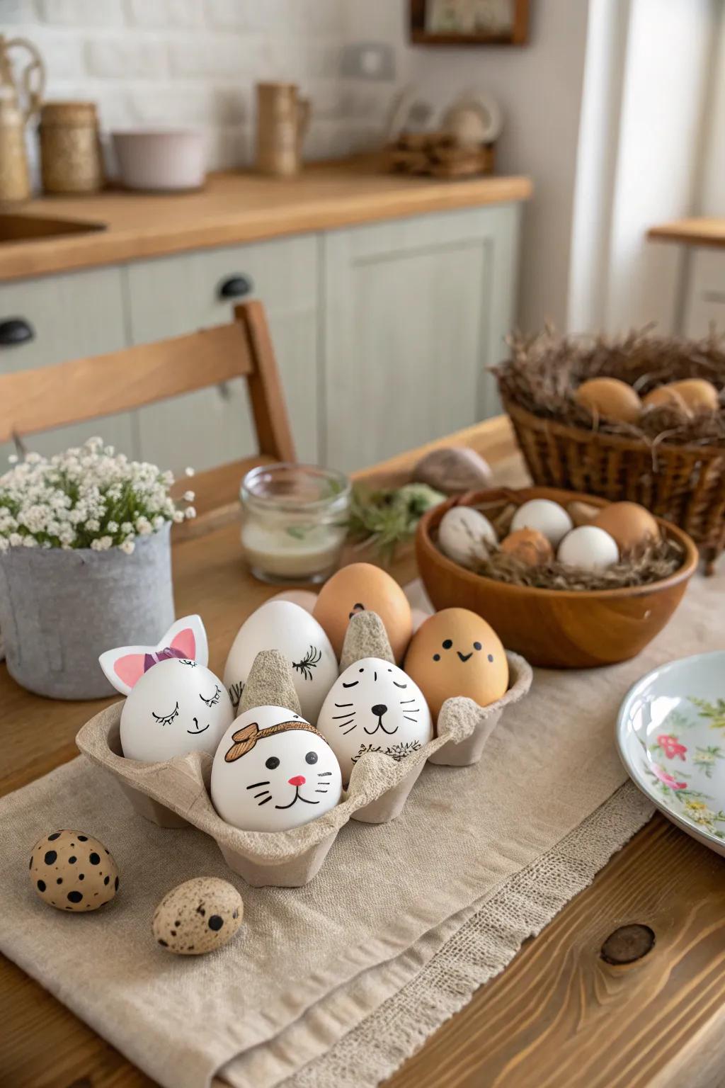 A charming collection of animal-themed eggs.