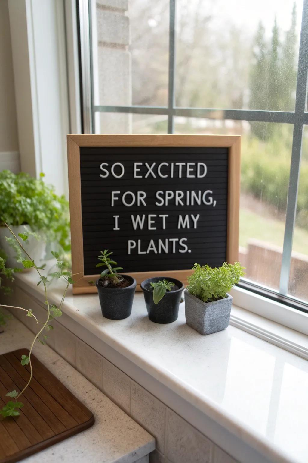 Reveal your love for gardening with a witty saying.