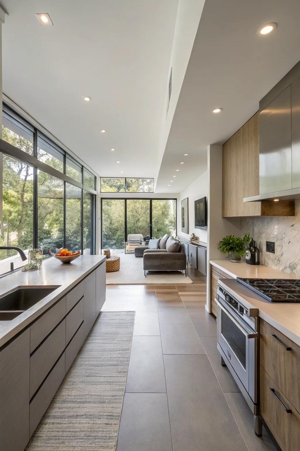 Contemporary designs result in a calm and unified space.