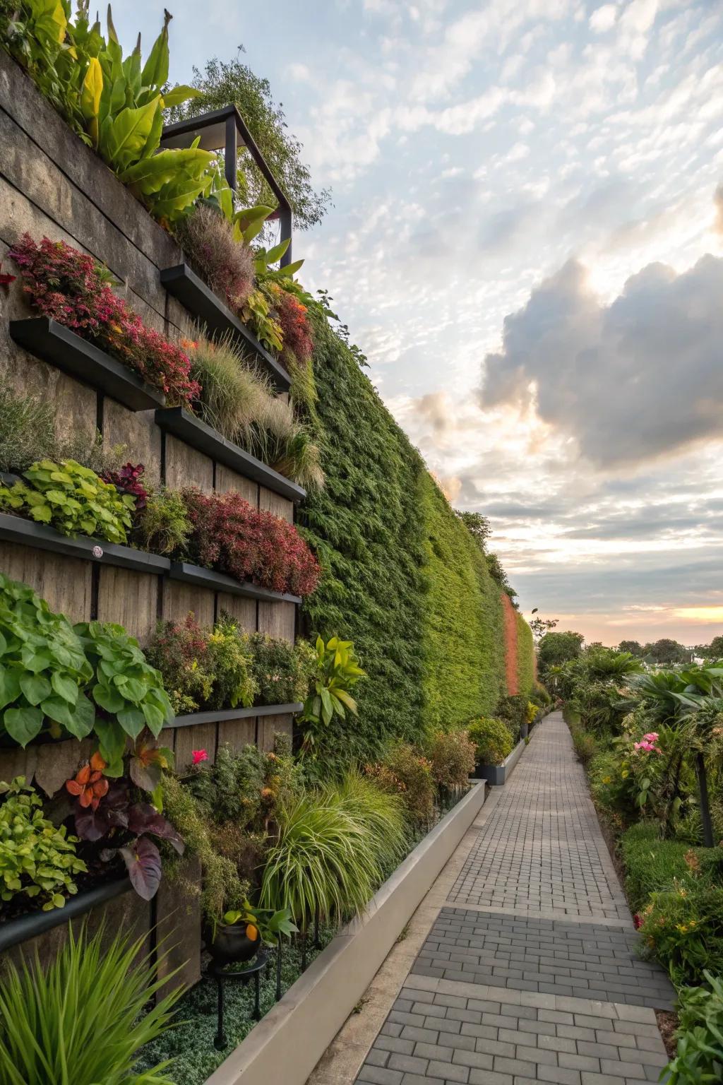 Vertical gardens maximize space and add visual interest.