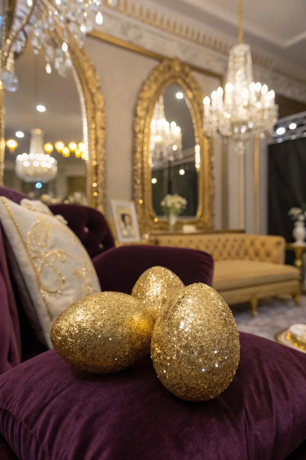 Shimmering gilded eggs that dazzle in any Easter arrangement.