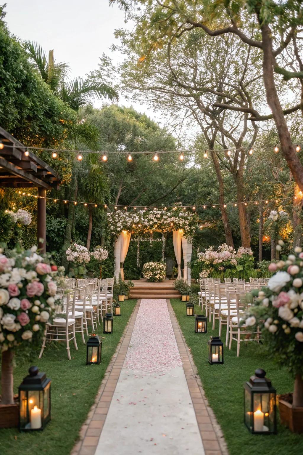 A tranquil garden venue that naturally elevates the wedding’s charm.