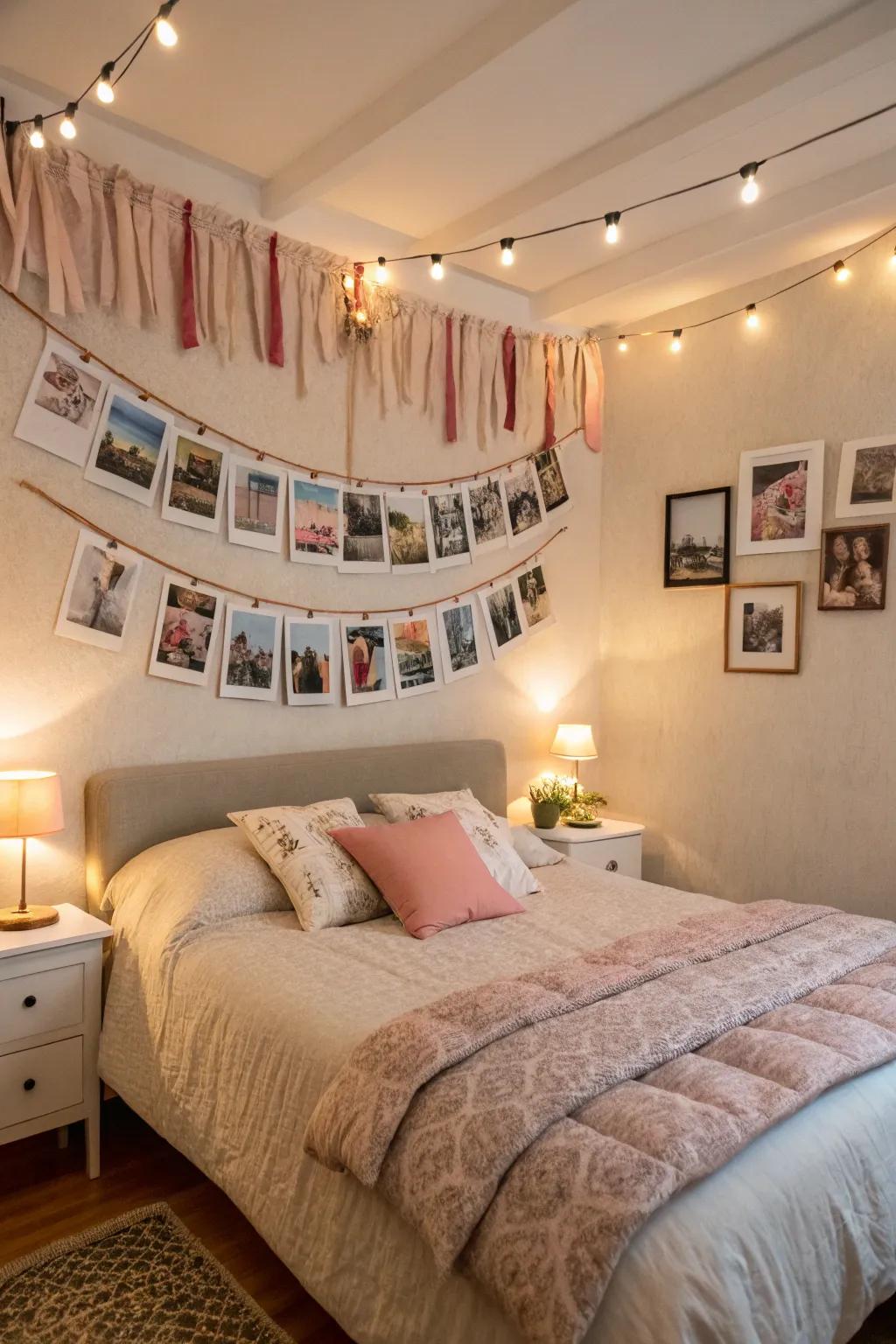 A serene bedroom where ribbons match the linens, creating a harmonious decor.