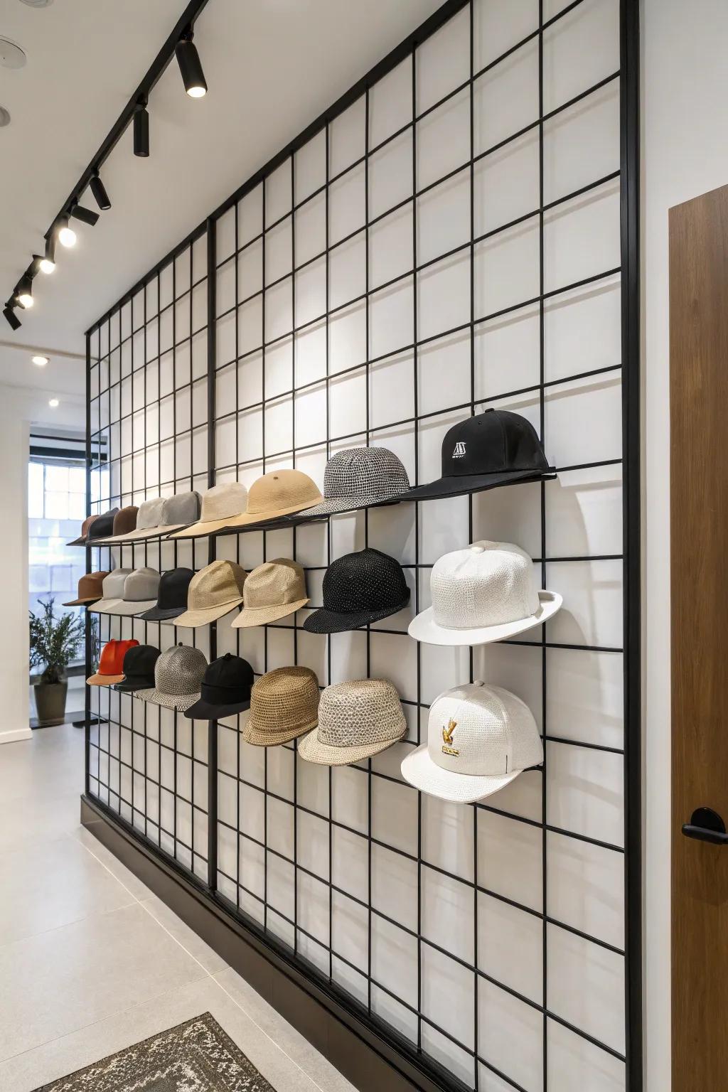 Modern network formations bring a polished appearance to hat arrangement.