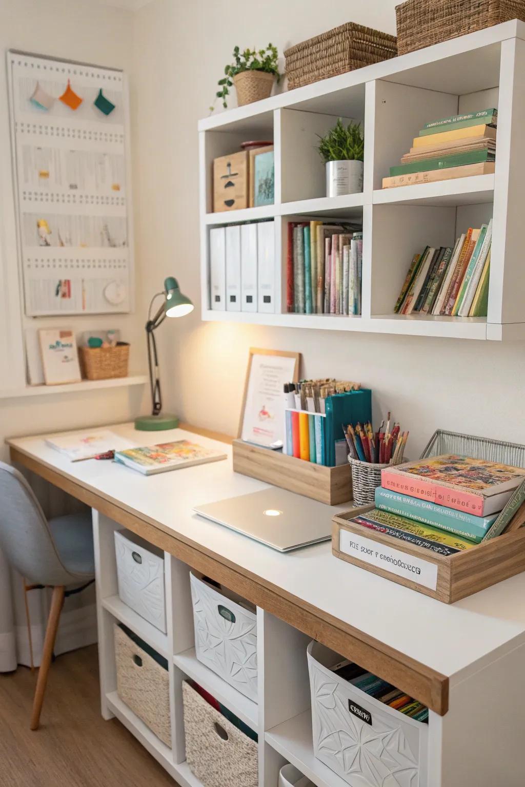 Efficient storage solutions for a clutter-free learning area.