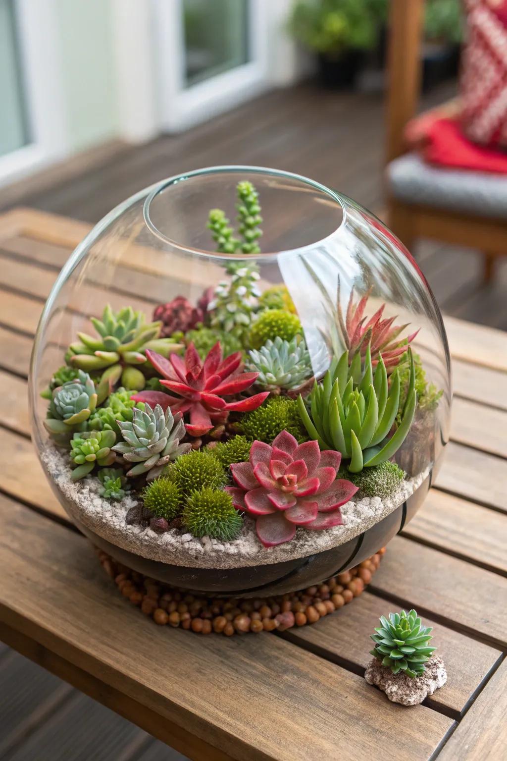 Introduce a whimsical nuance to your décor using a Hardy terrarium.