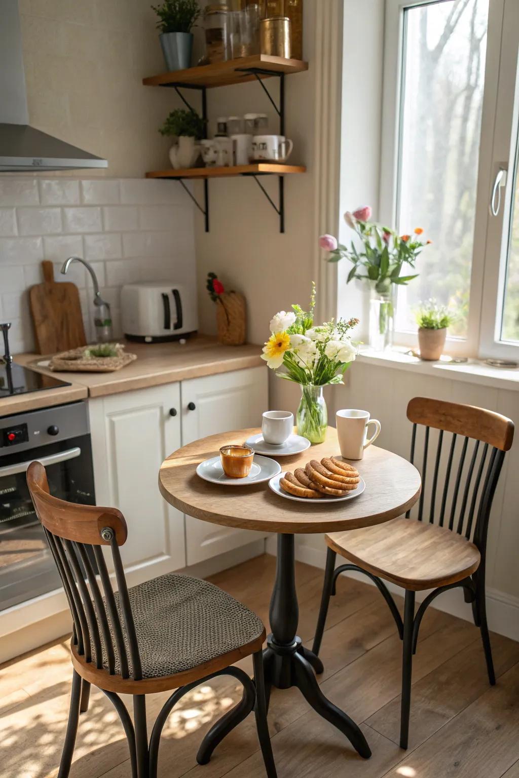 A breakfast area converts your kitchen corner into an inviting gathering point.