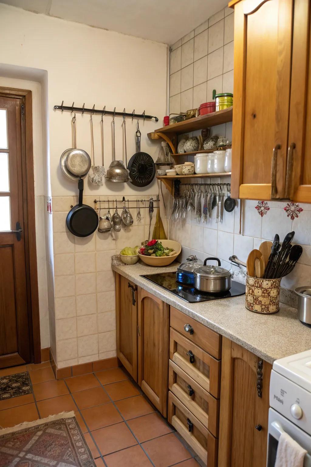 Smart use of wall space helps keep your kitchen tidy.