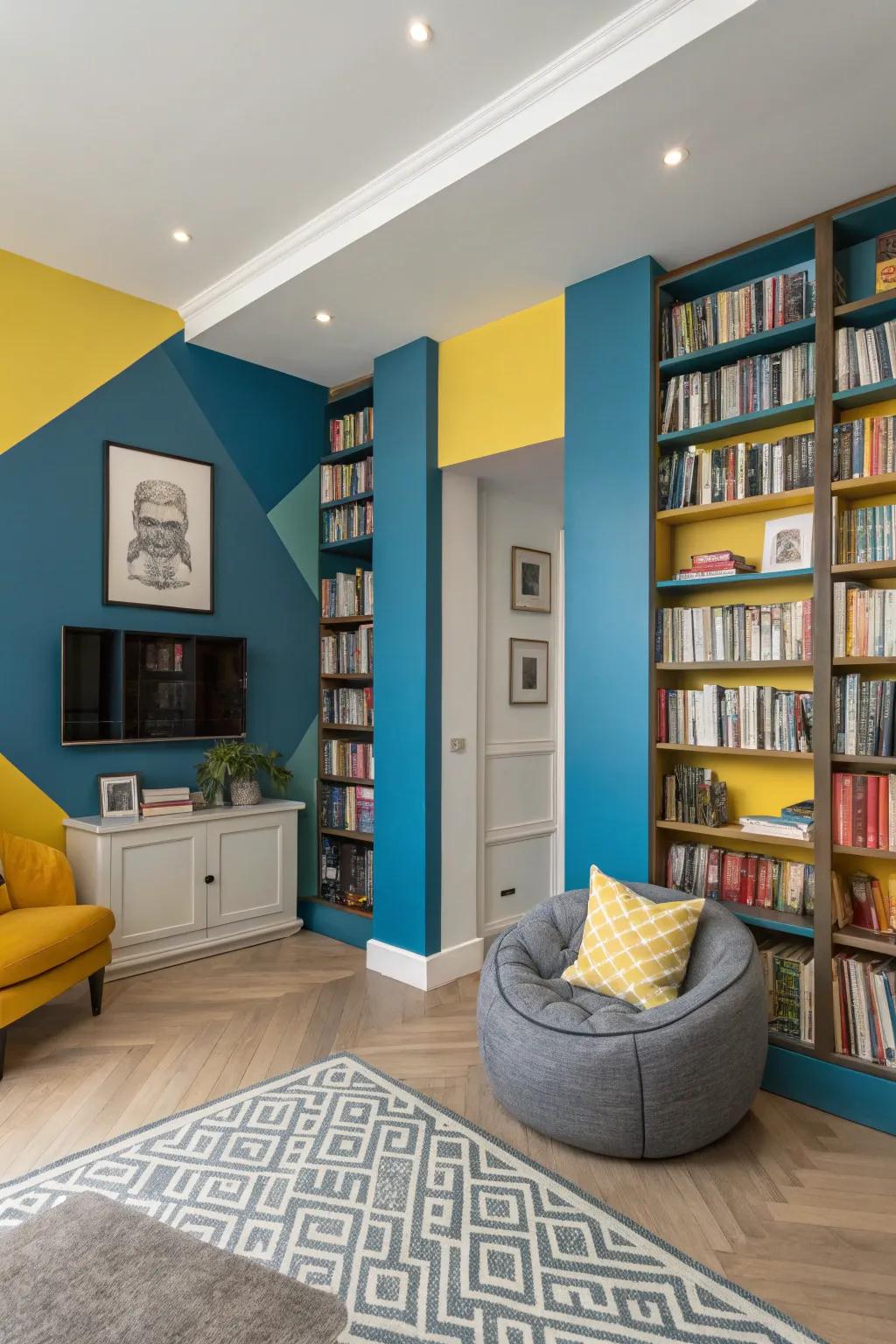 Vibrant color blocks add energy and modernity to your library.