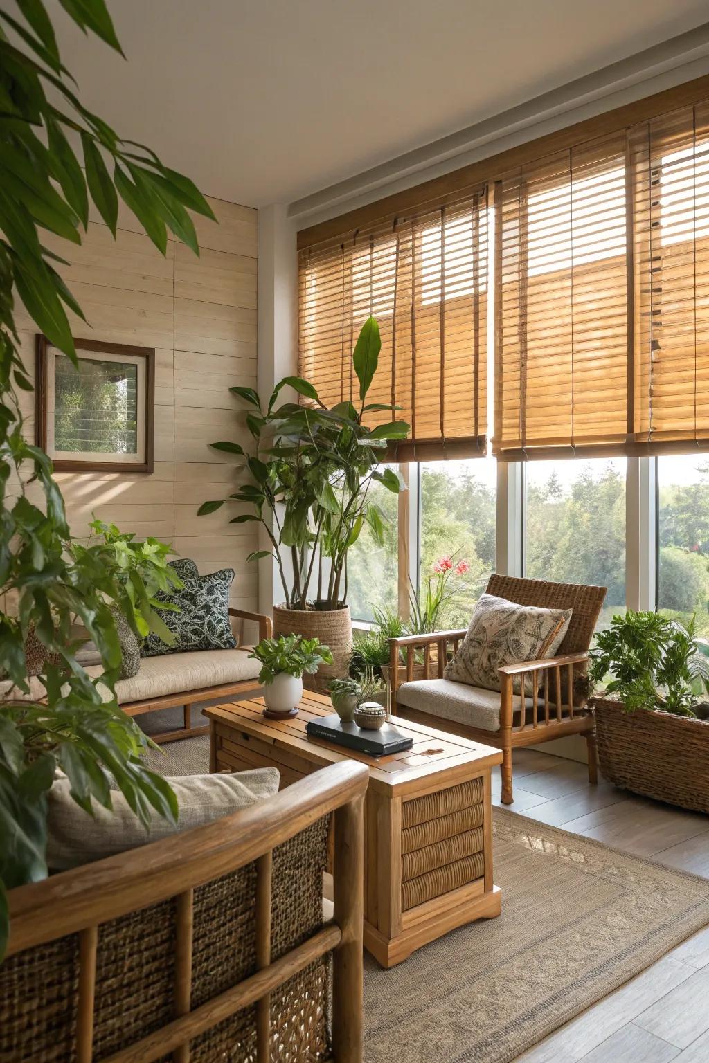 Bamboo blinds introduce nature's beauty into your home.