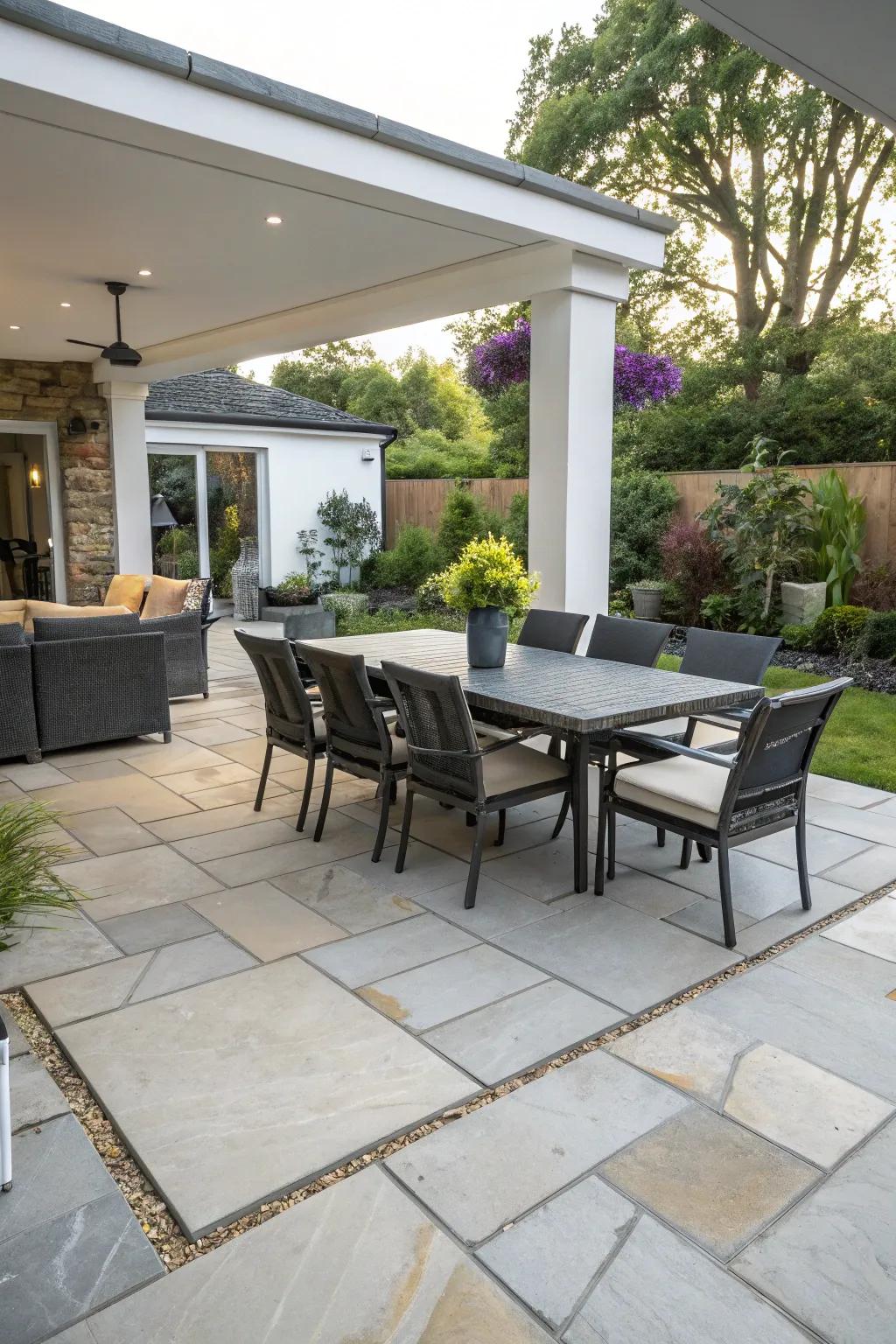 A polished terrace paves the path for countless outdoor pleasures.