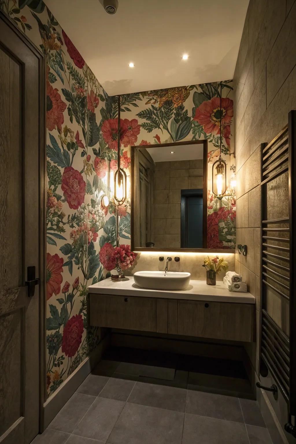Striking wall coverings deliver personality and dimension to your bathroom.