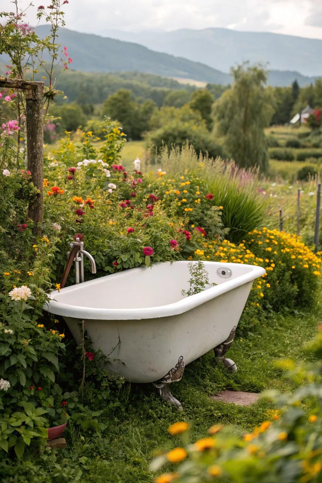 Add classic appeal with a ball-and-claw foot tub in your garden.