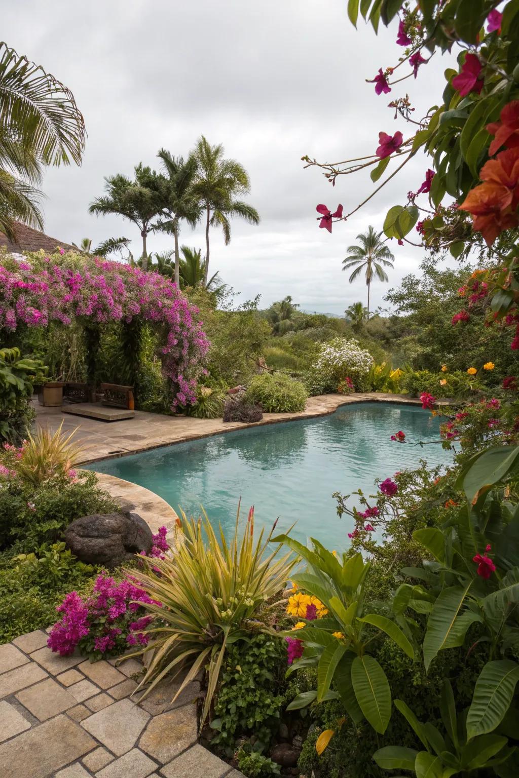 Enhance your pool with lush greenery.