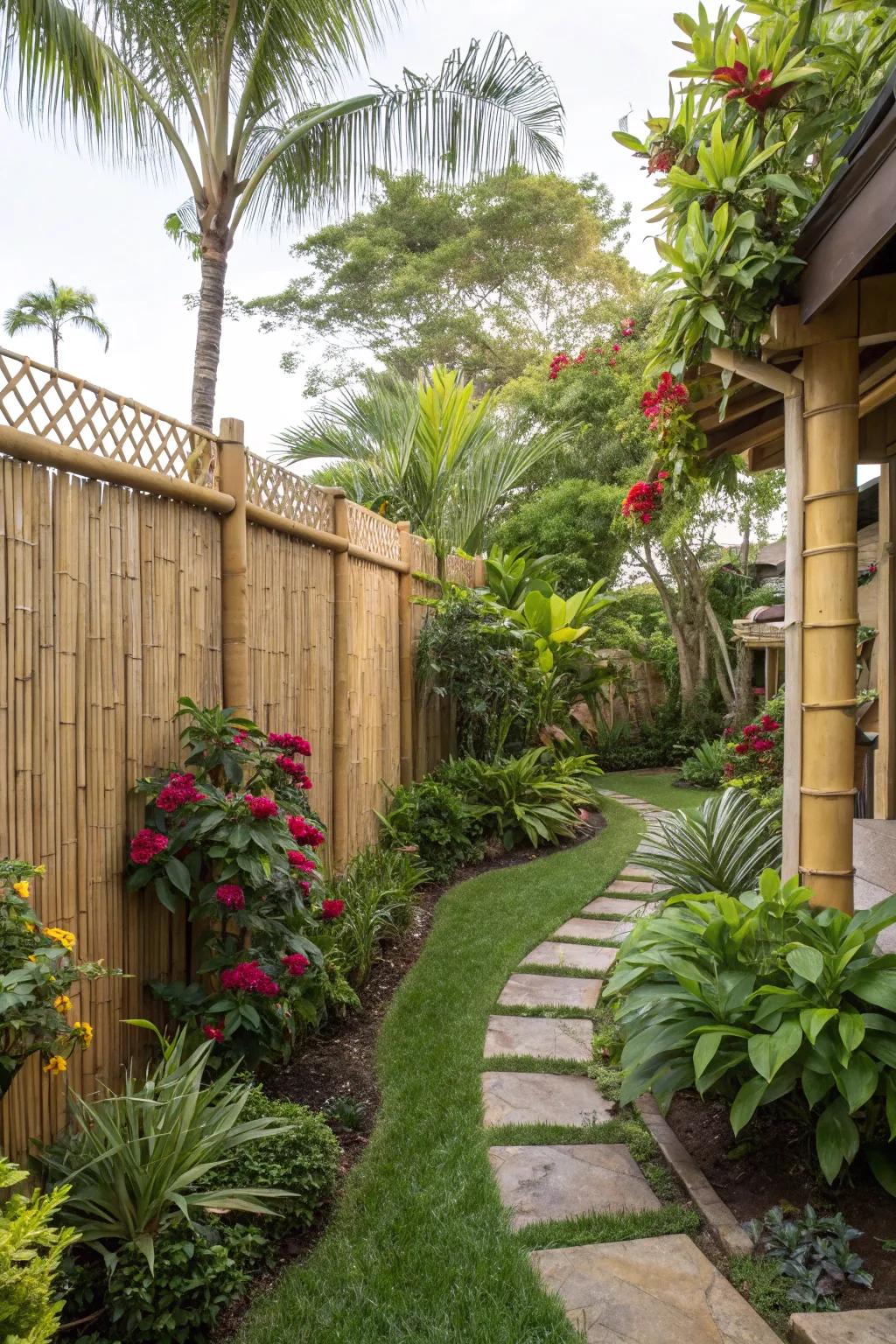 Bamboo fences offer sustainability and a unique aesthetic.