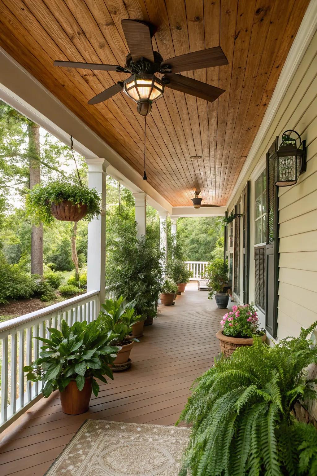 A vintage fan complements the countryside roof flawlessly.