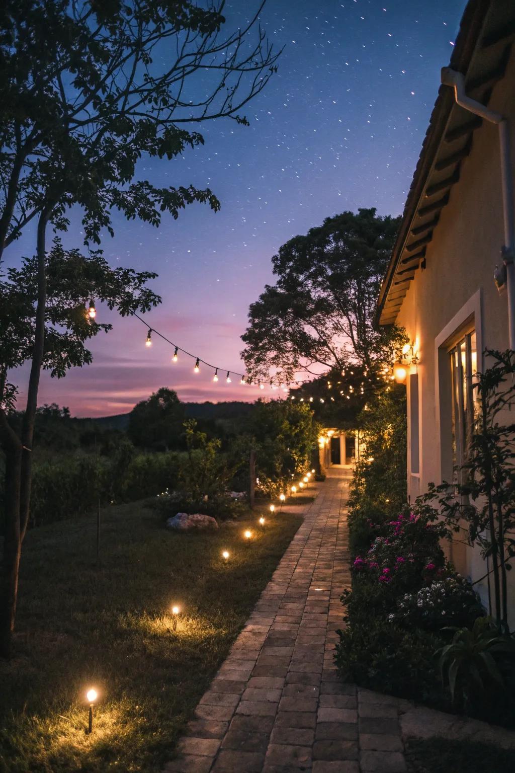 Enchant your evenings with the warm glow of pathway lighting.